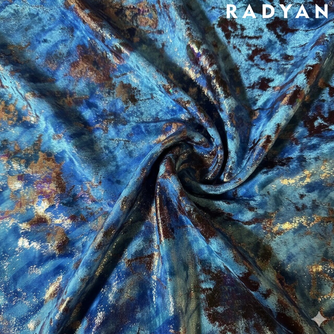 1 Yard Oil Slick 4 Way Stretch Velvet Foil Fabric Poly Spandex Shiny Finish 60 Inches Width